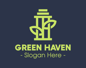 Green Environmental Pillar logo design