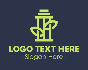 Doric - Green Environmental Pillar logo design