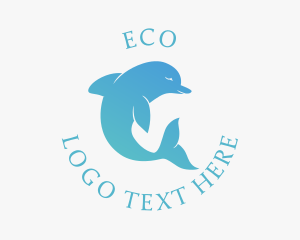 Aquatic - Marine Blue Dolphin logo design