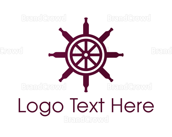 Wine Ship Wheel Helm Logo