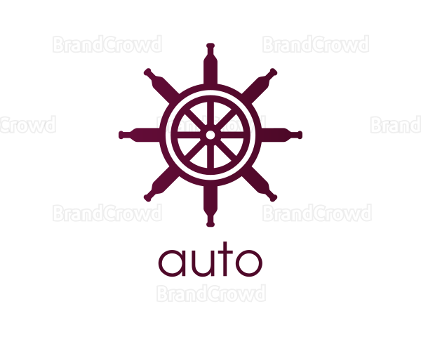 Wine Ship Wheel Helm Logo
