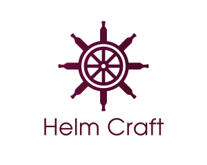 Wine Ship Wheel Helm logo design