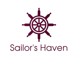 Wine Ship Wheel Helm logo design