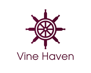 Wine Ship Wheel Helm logo design