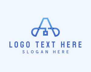 Blue Tech Letter A Logo