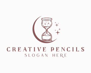 Moon Hourglass Sparkle logo design