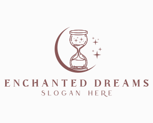 Enchanted - Moon Hourglass Sparkle logo design