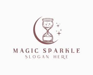 Moon Hourglass Sparkle logo design