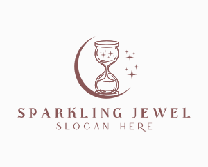 Moon Hourglass Sparkle logo design