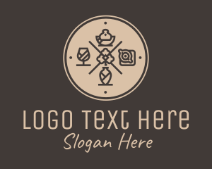 Floral Arrangement - Hipster Fine Dining Restaurant logo design