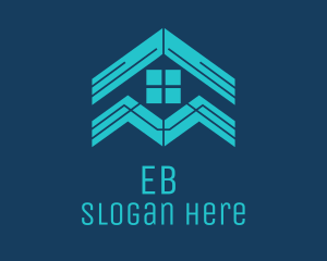 Apartment - Blue House Roof Window logo design