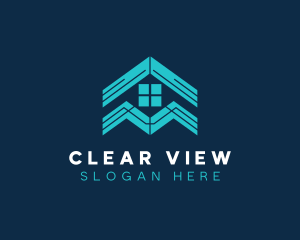 Blue House Roof Window logo design