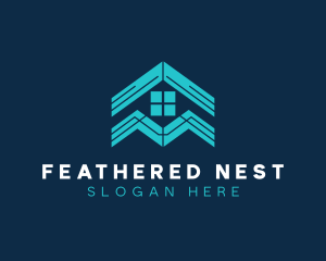 Blue House Roof Window logo design