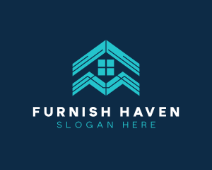 Blue House Roof Window logo design