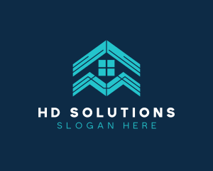 Blue House Roof Window logo design