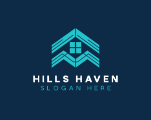 Blue House Roof Window logo design