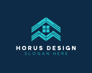 Blue House Roof Window logo design