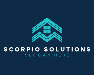 Blue House Roof Window logo design