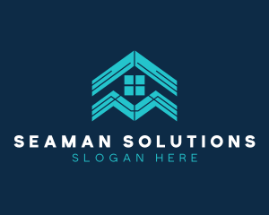 Blue House Roof Window logo design