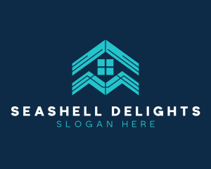 Blue House Roof Window logo design