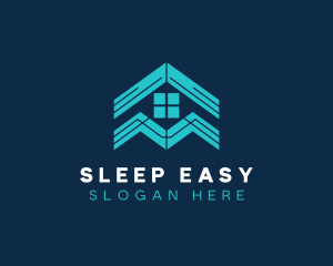 Blue House Roof Window logo design