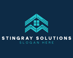 Blue House Roof Window logo design