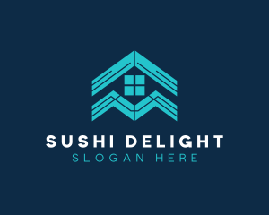 Blue House Roof Window logo design