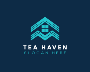 Blue House Roof Window logo design