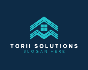 Blue House Roof Window logo design