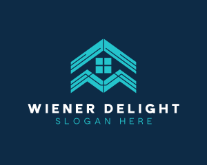 Blue House Roof Window logo design