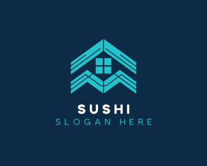 Blue House Roof Window logo design