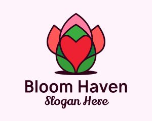 Heart Flower Bud logo design