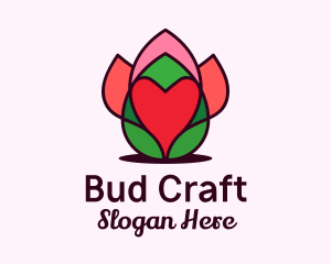 Bud - Heart Flower Bud logo design