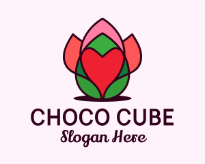 Matchmaking App - Heart Flower Bud logo design