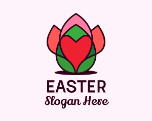 Bloom - Heart Flower Bud logo design