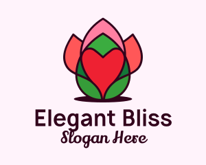 Bloom - Heart Flower Bud logo design