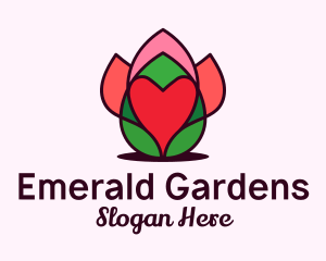 Heart Flower Bud logo design