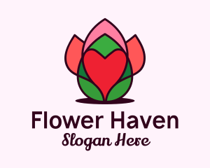 Heart Flower Bud logo design