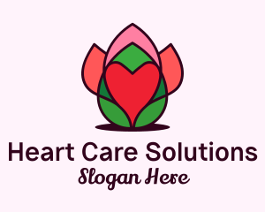 Heart Flower Bud logo design