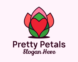 Heart Flower Bud logo design