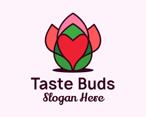 Heart Flower Bud logo design