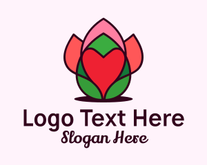 Flower Shop - Heart Flower Bud logo design