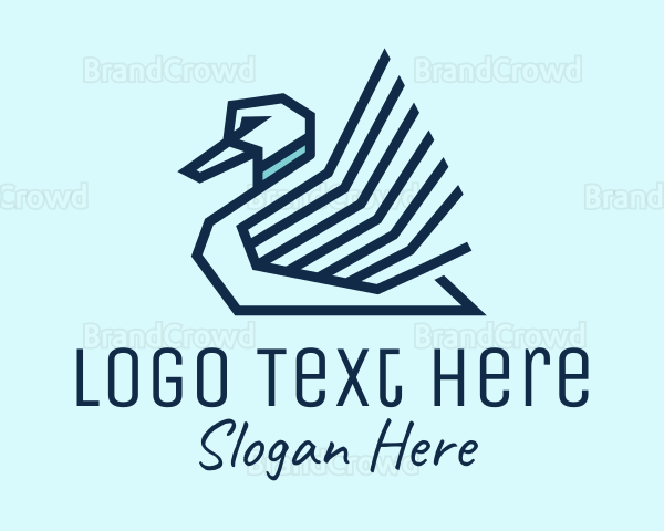 Blue Geometric Swan Logo
