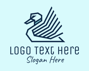 Monoline - Blue Geometric Swan logo design