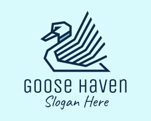 Blue Geometric Swan  logo design