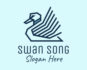 Swan - Blue Geometric Swan logo design