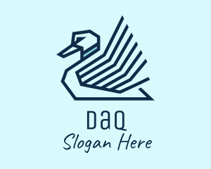 Blue Swan - Blue Geometric Swan logo design