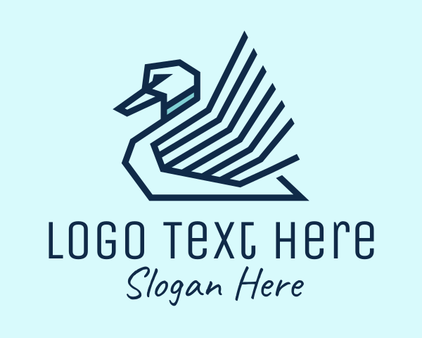 Avian - Blue Geometric Swan logo design