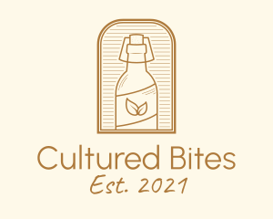 Fermented - Organic Kombucha Bottle logo design