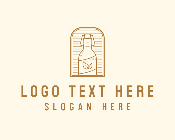 Fermented - Organic Kombucha Bottle logo design